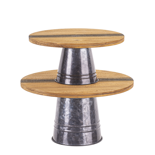 Round Pedestal Stand with Stripe & Gunmetal Enamel Base