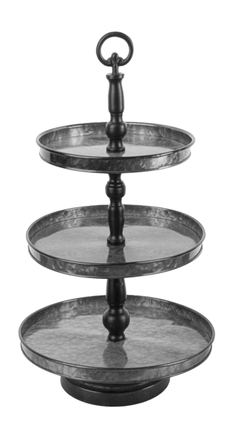 Shiny Gunmetal Gray Three Tier Display Stand