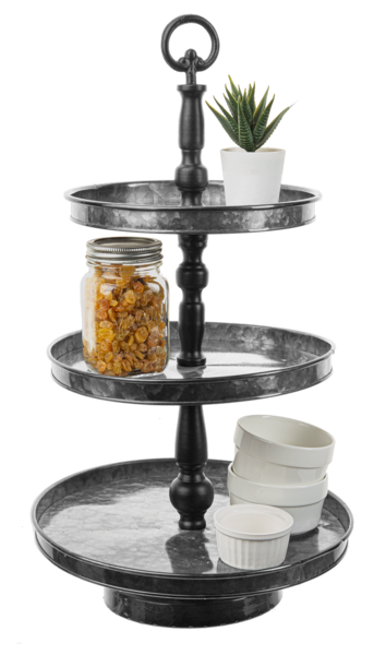 Shiny Gunmetal Gray Three Tier Display Stand