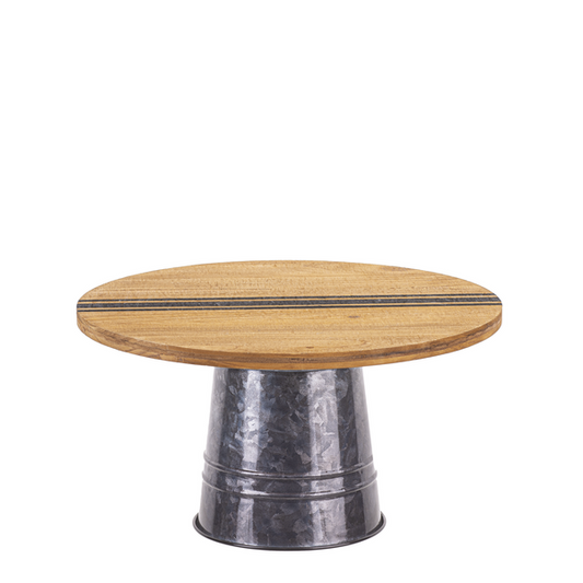 Round Pedestal Stand with Stripe & Gunmetal Enamel Base