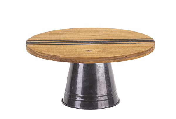 Round Pedestal Stand with Stripe & Gunmetal Enamel Base
