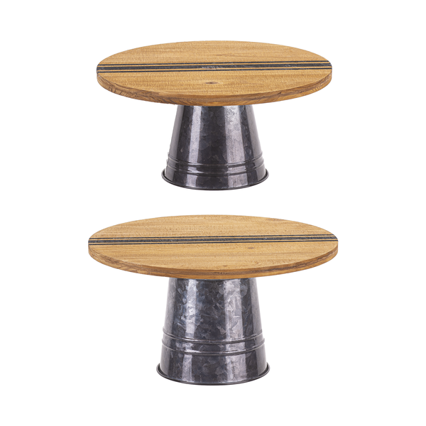 Round Pedestal Stand with Stripe & Gunmetal Enamel Base