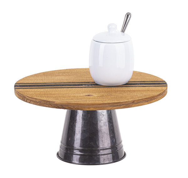 Round Pedestal Stand with Stripe & Gunmetal Enamel Base