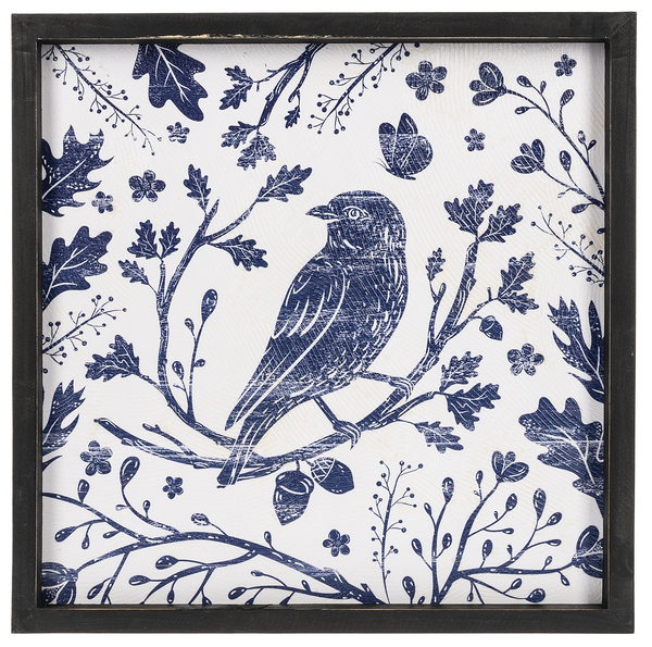 Textured Blue & White Bird Wall Decor