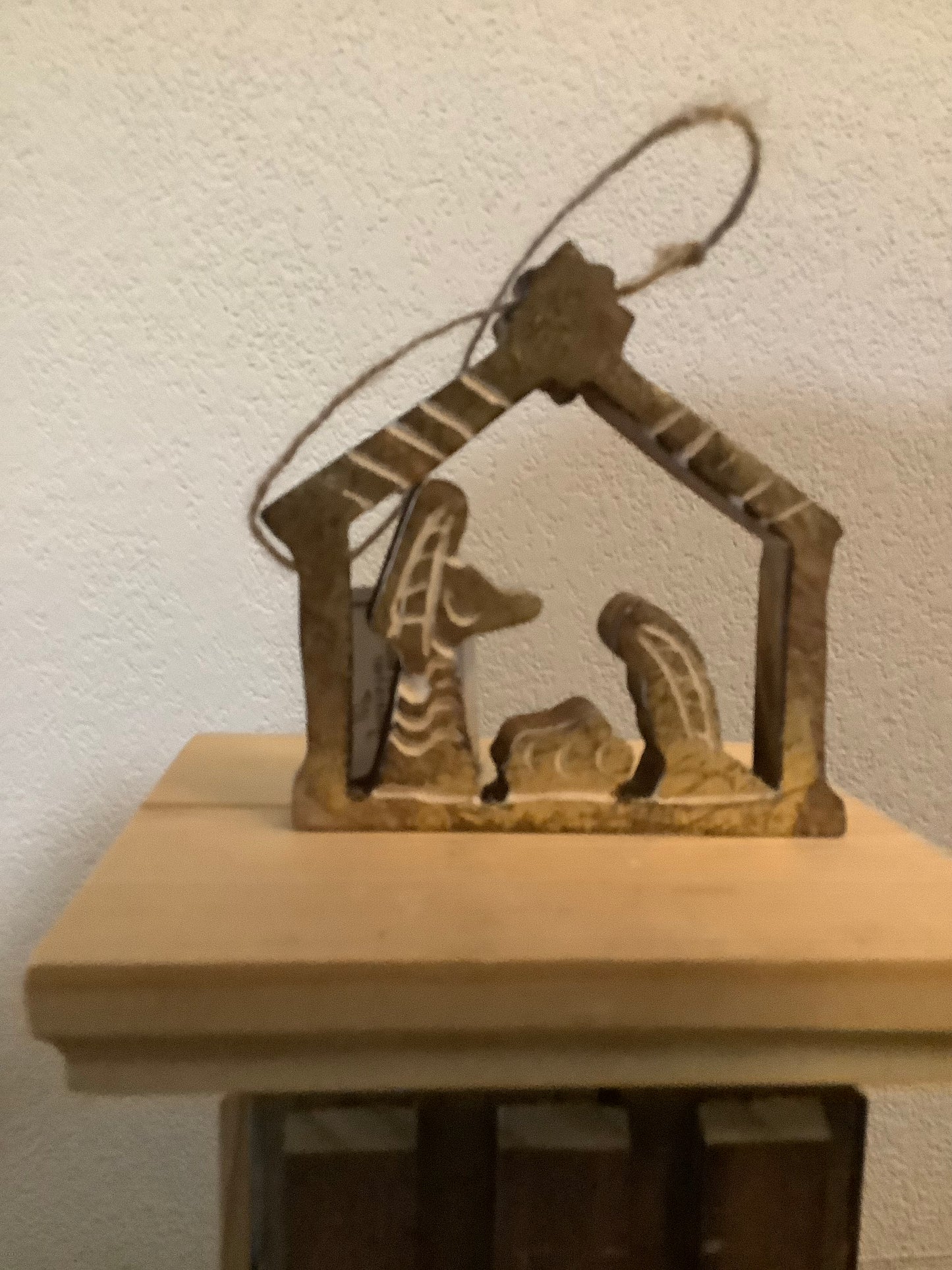 Gold Wooden Nativity Ornament