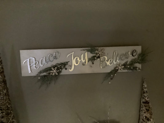 Peace, Joy, Believe Wallhanging