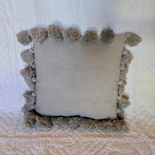 Grey Tassel Pillow