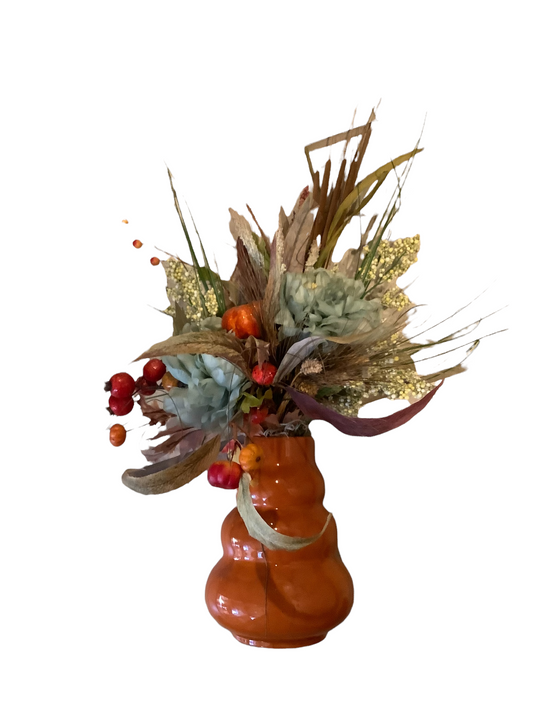 Orange Vase Flower Arrangment