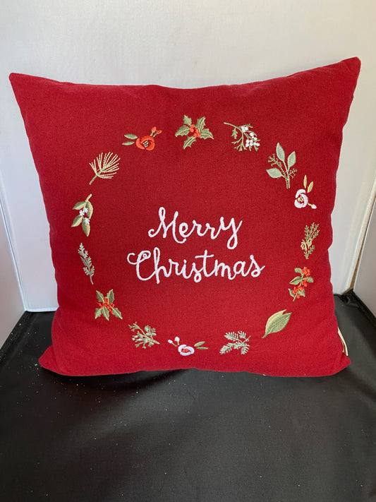 Merry Christmas Red Pillow