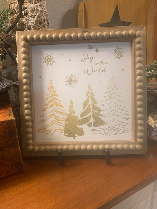 Gold Christmas Wallhanging with Beaded Border