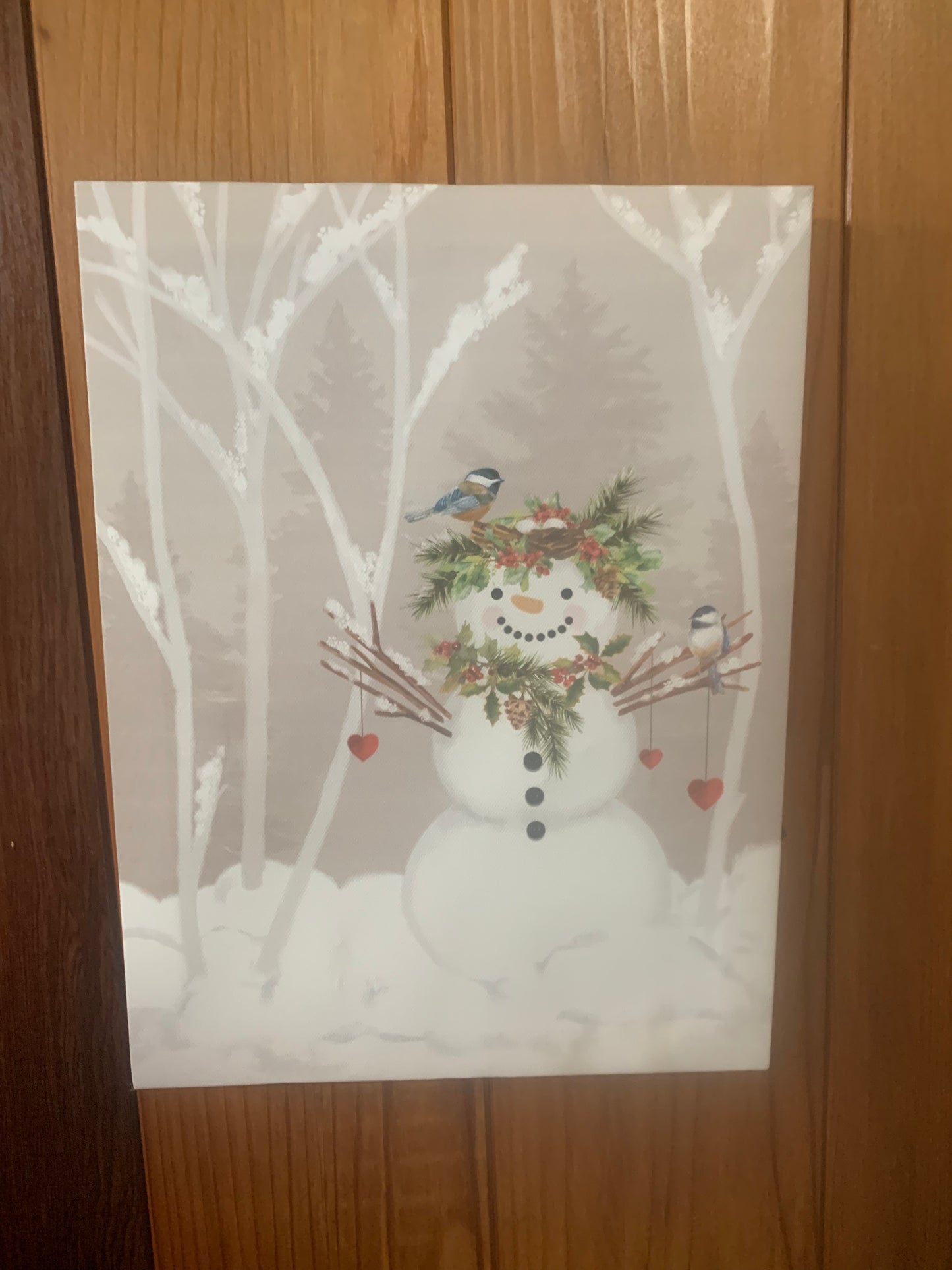 Light-up Snowman with Hearts Wallhanging