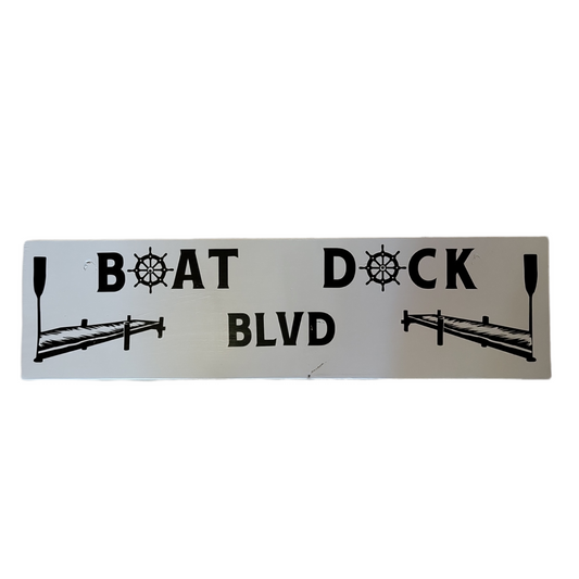 Boat Dock Blvd Wooden Sign