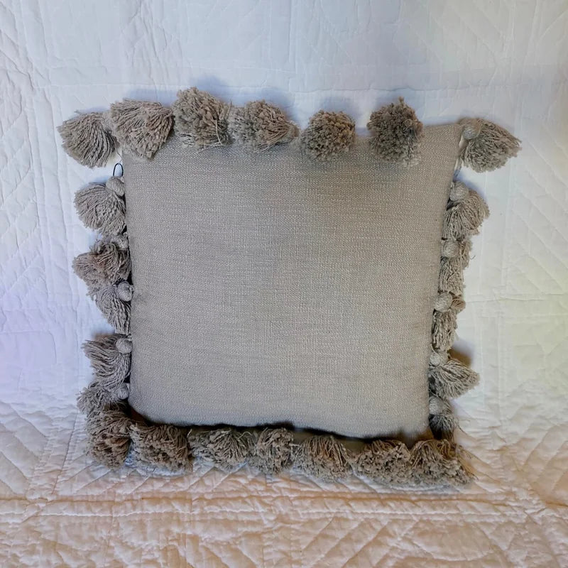 Grey Tassel Pillow