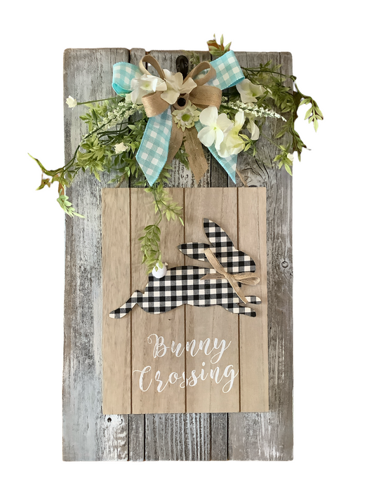 Bunny Crossing Wooden Sign