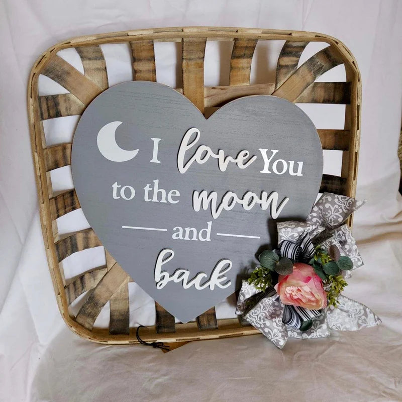 I Love You To The Moon & Back Rattan Basket Wall Decor